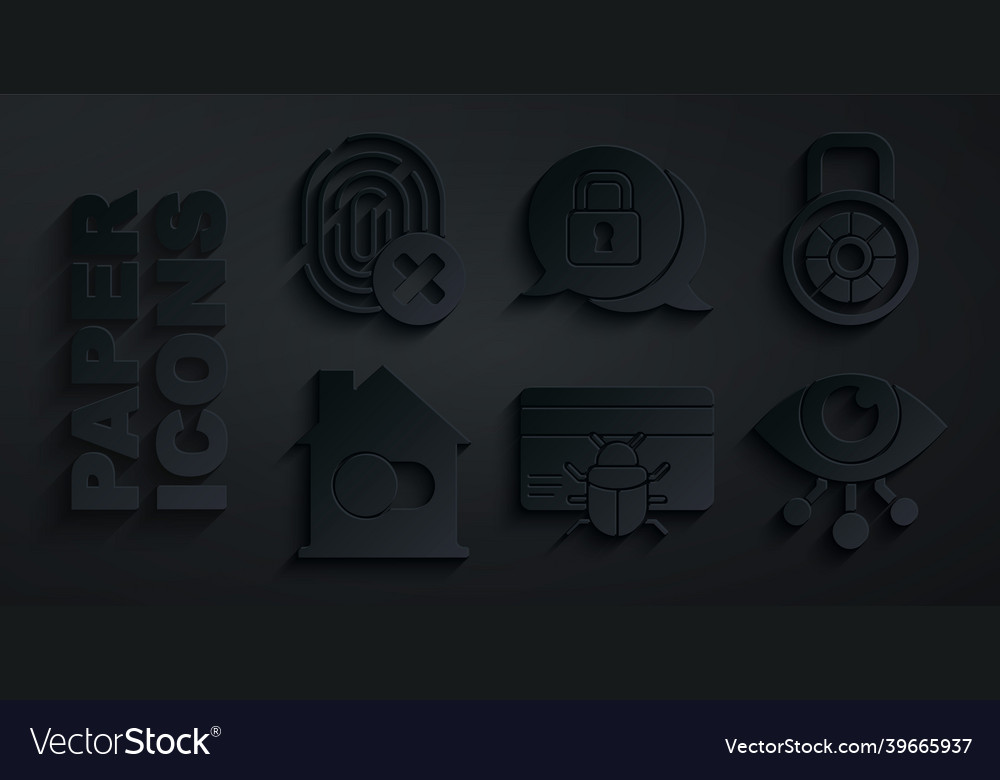 Set system bug in credit card safe combination vector image Set system bug in credit card safe combination