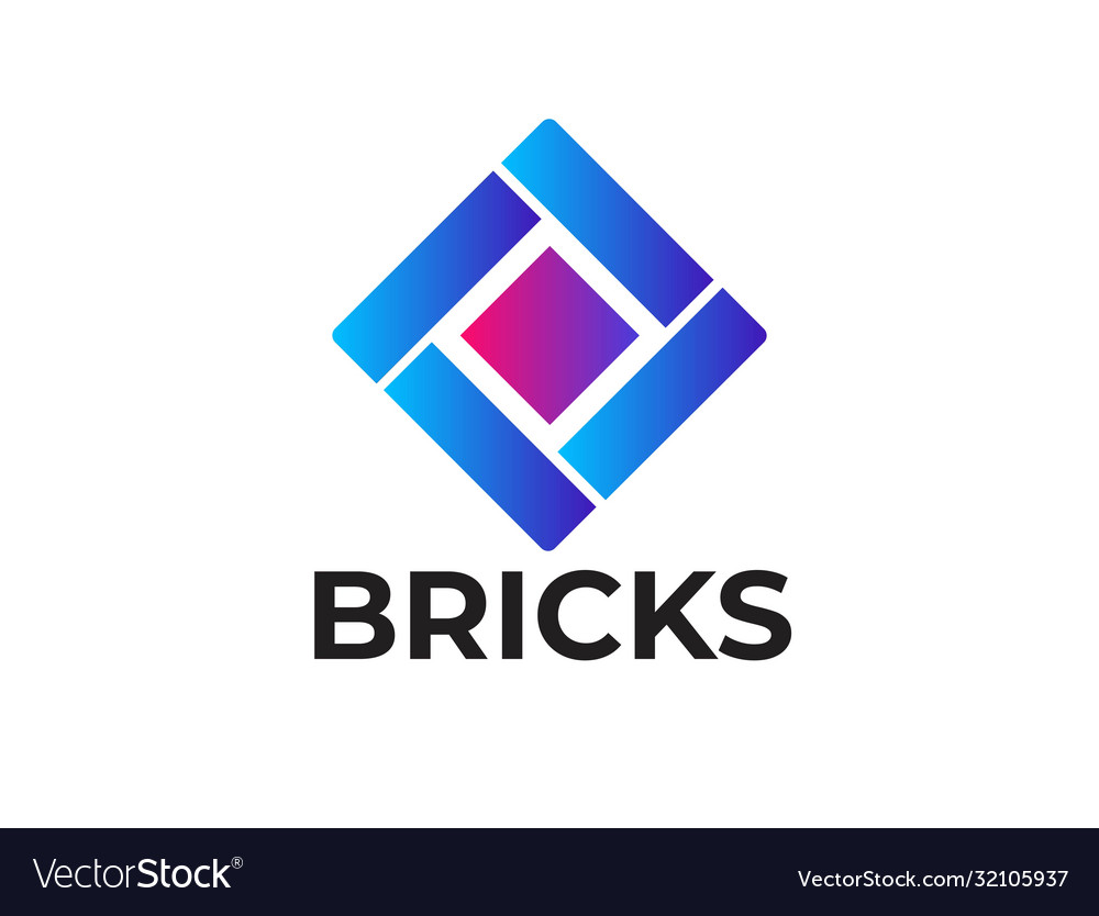 Square shape abstract logo representing unity vector image Square shape abstract logo representing unity