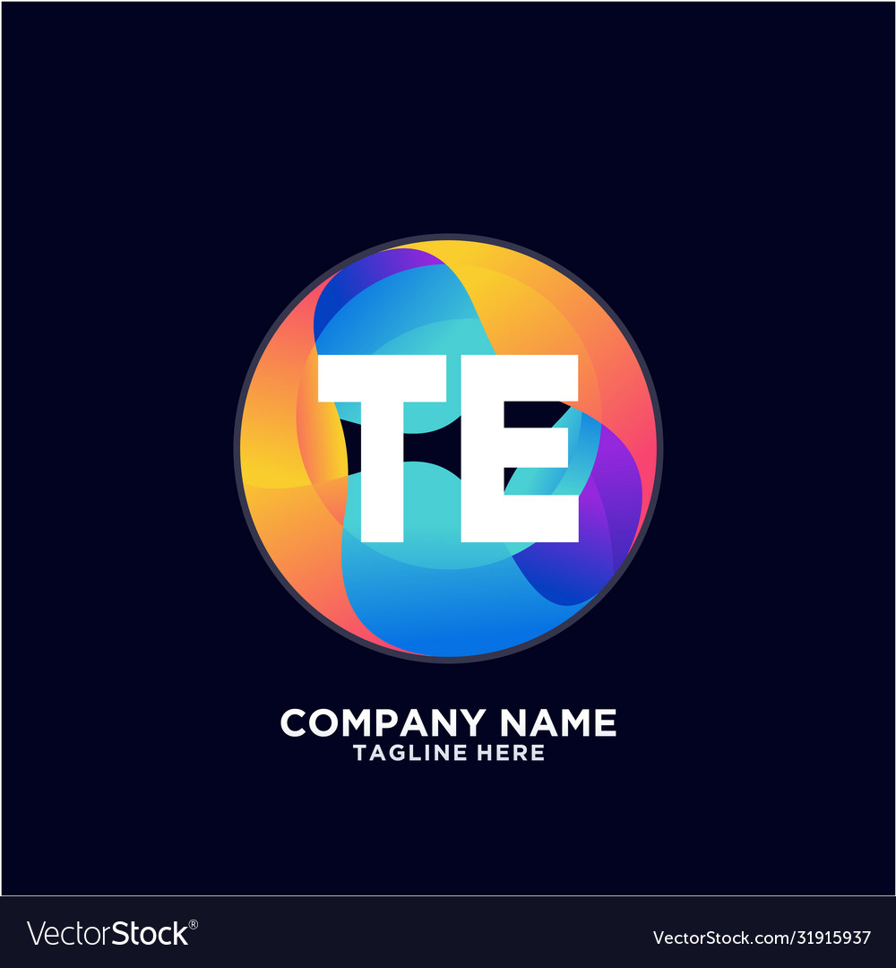 Te initial logo with colorful circle template