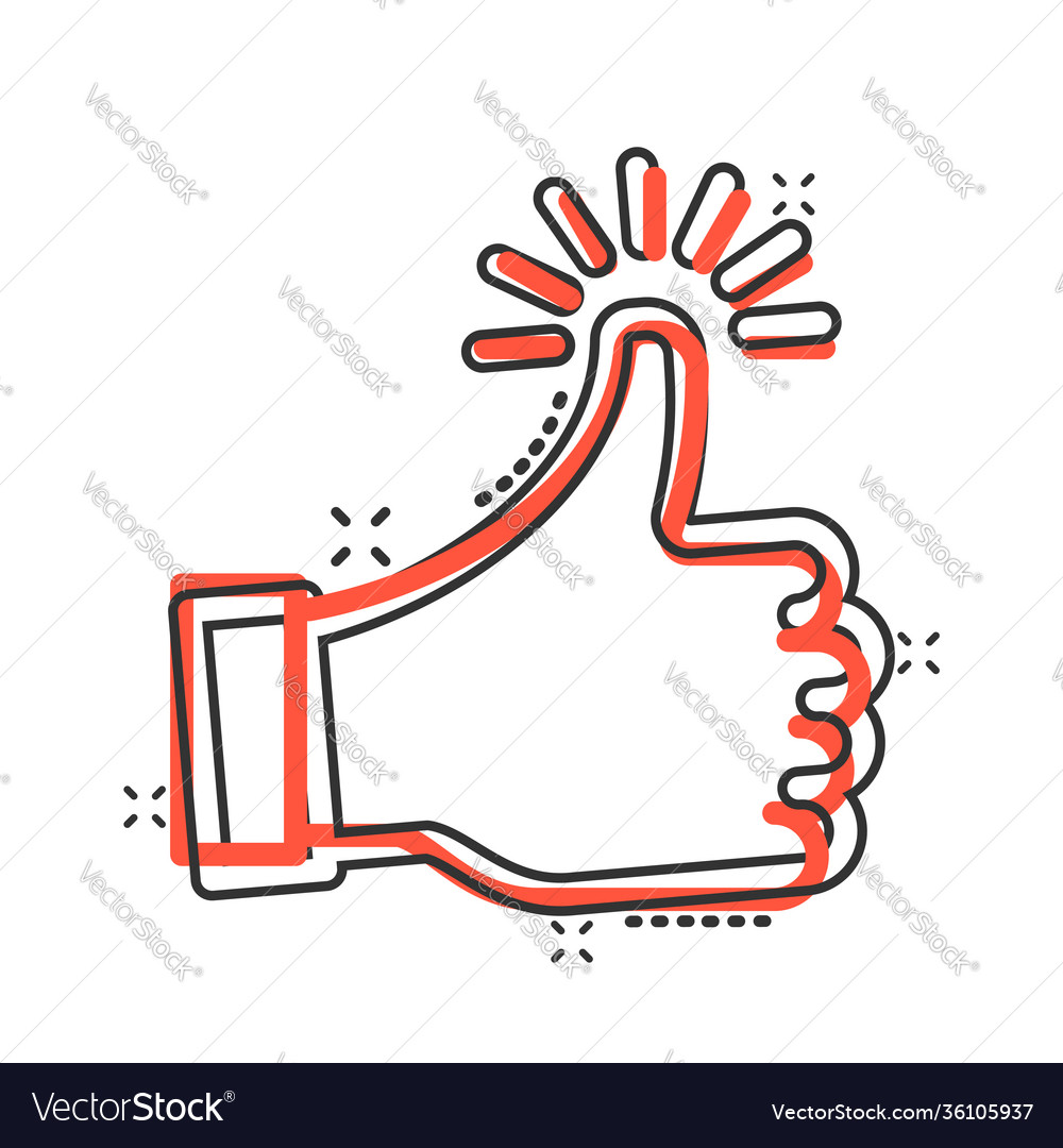 Thumb up icon in comic style like gesture cartoon