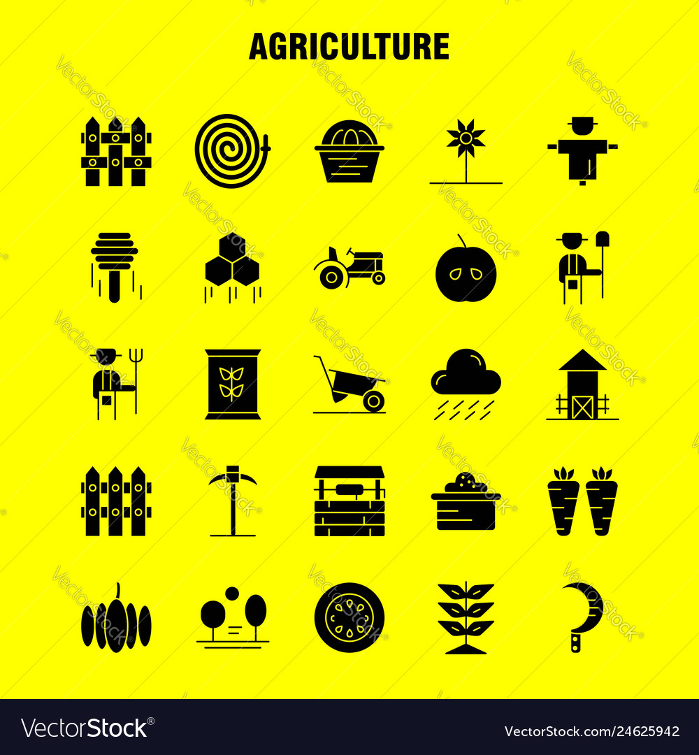 Agriculture solid glyph icon pack for designers