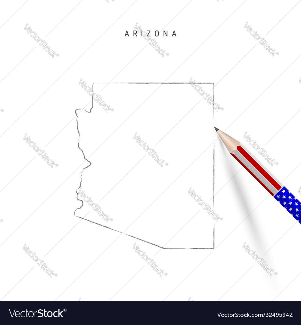 Arizona state map pencil sketch