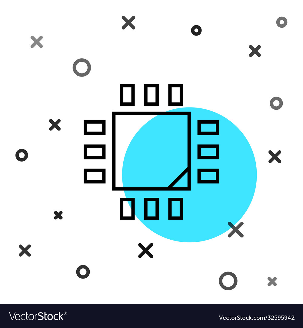Black Line Computerprozessor mit Mikroschaltungen vector image Black Line Computerprozessor mit Mikroschaltungen