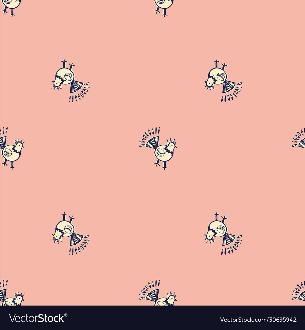Chicken folklore print seamless repeat pattern vector image Chicken folklore print seamless repeat pattern