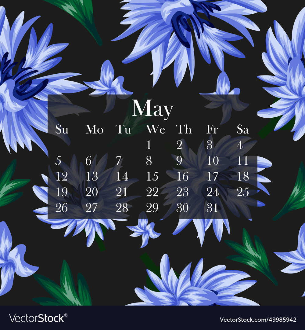 Cornflowers calendar Royalty Free Vector Image