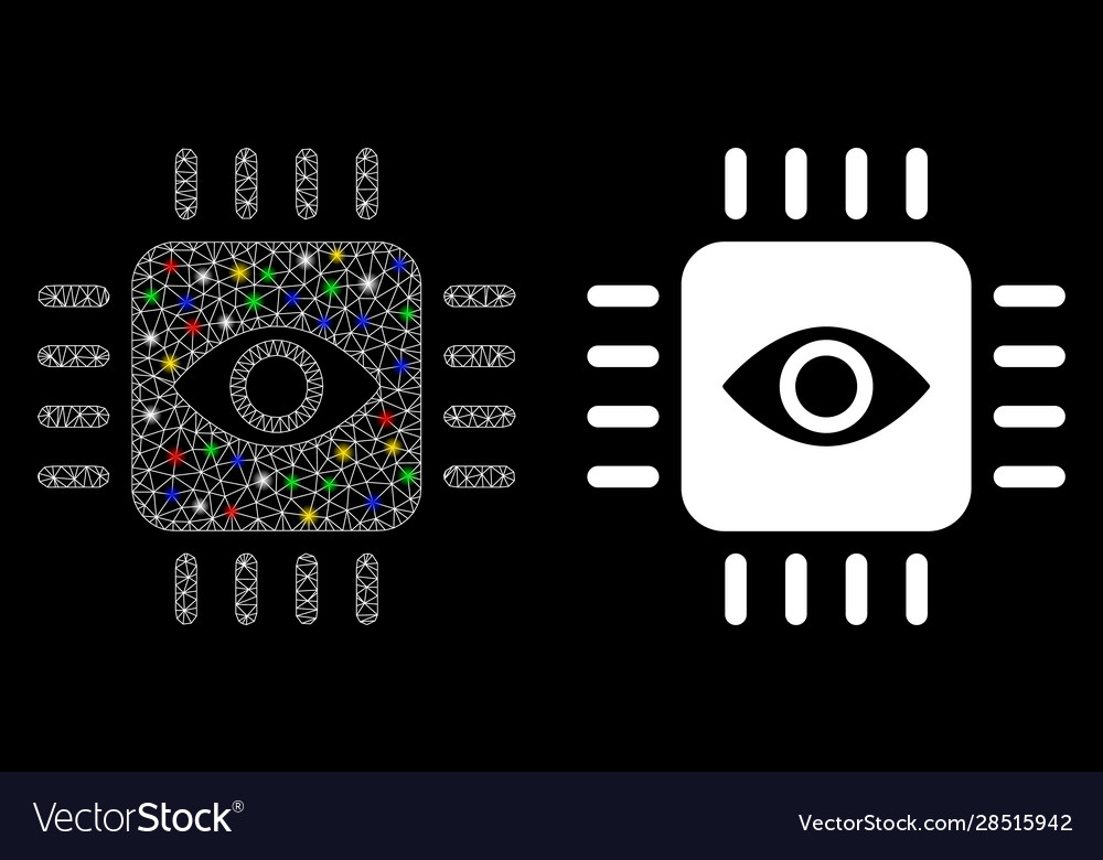 Flare mesh wire frame bionic eye processor icon