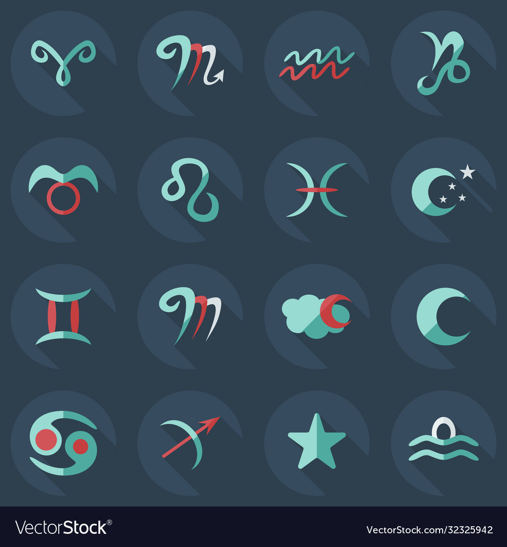 Flat concept set modern design with shadow zodiac Vector Image