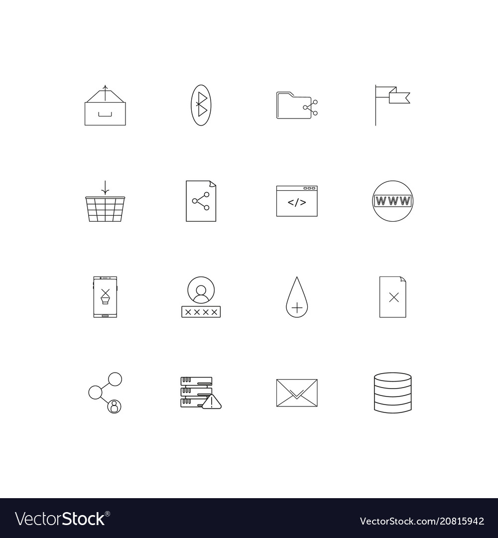 Internet technologies linear thin icons set