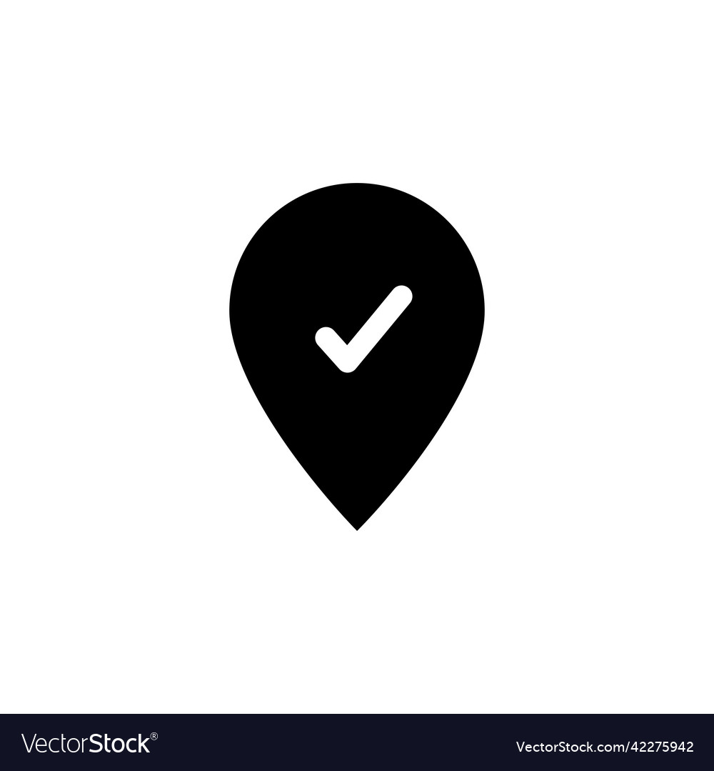 Map icon with check mark sign arrived