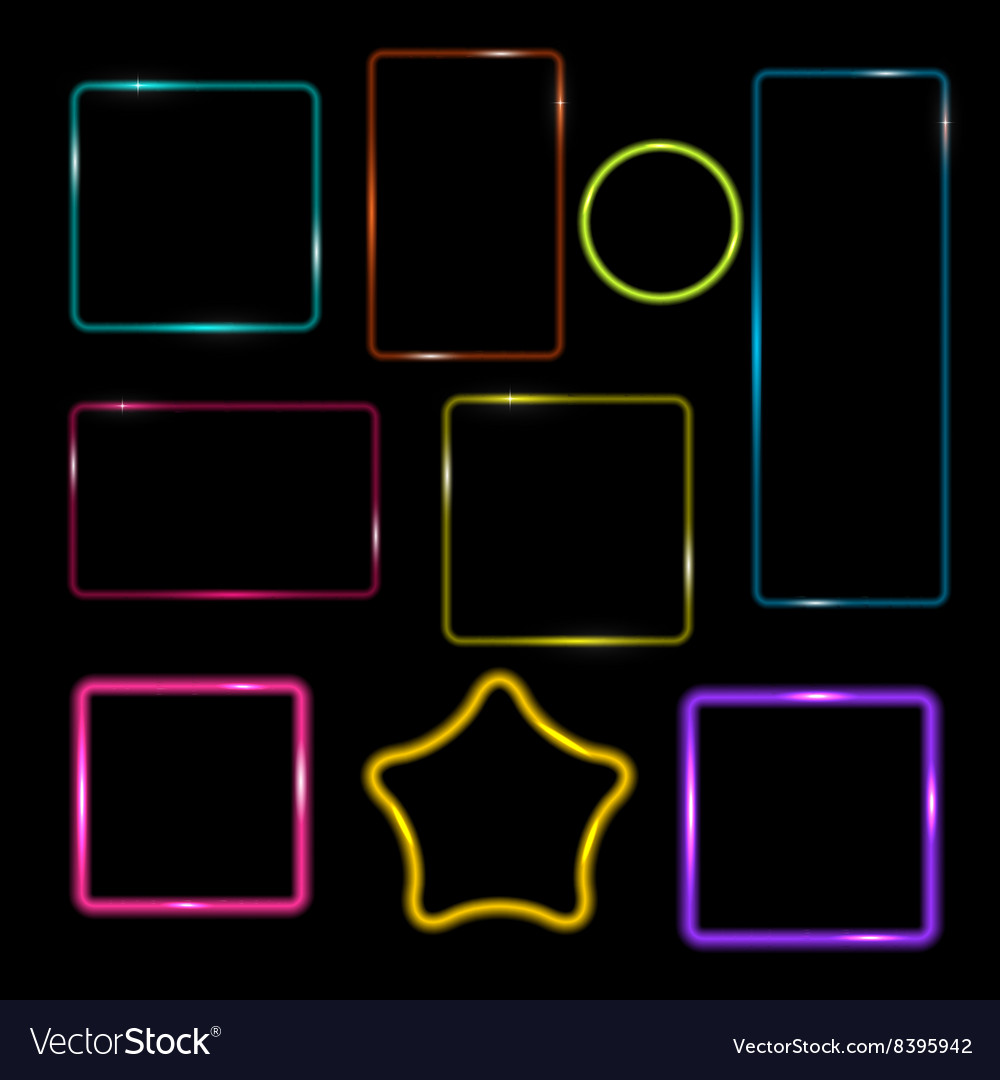 Neon frame buttons on checkered abstract