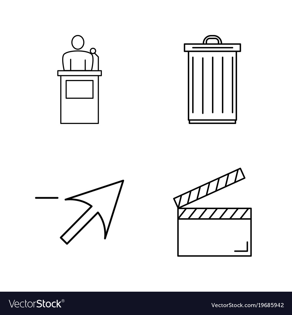 Office simple linear outline icon set