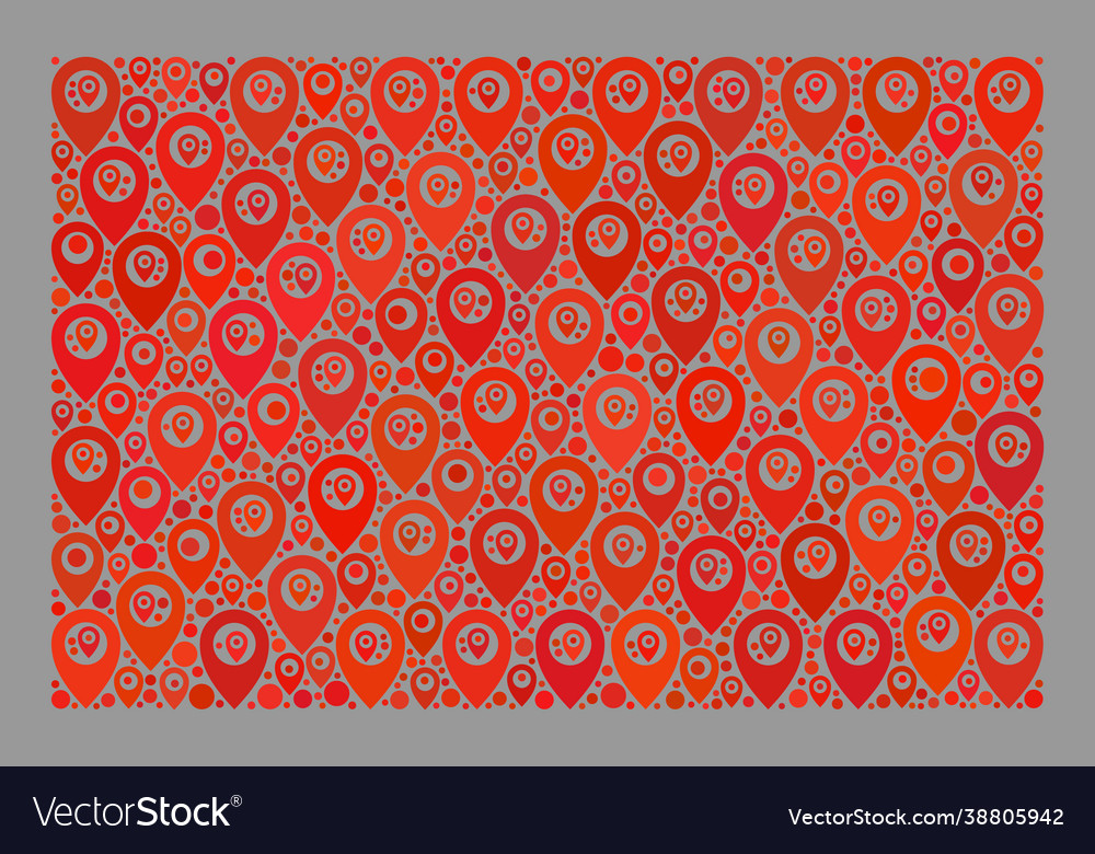 Pointer red flag - collage with route marks Vector Image Pointer red flag - collage with route marks