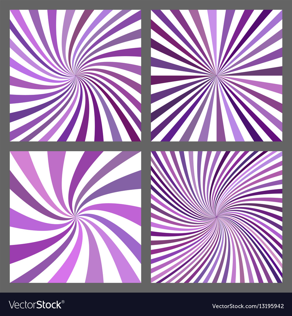 Purple spiral ray and starburst background set