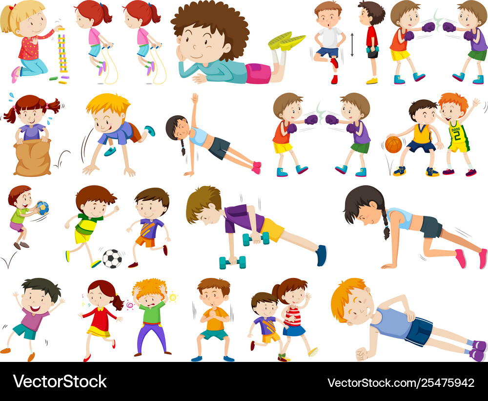 Set different active people Royalty Free Vector Image