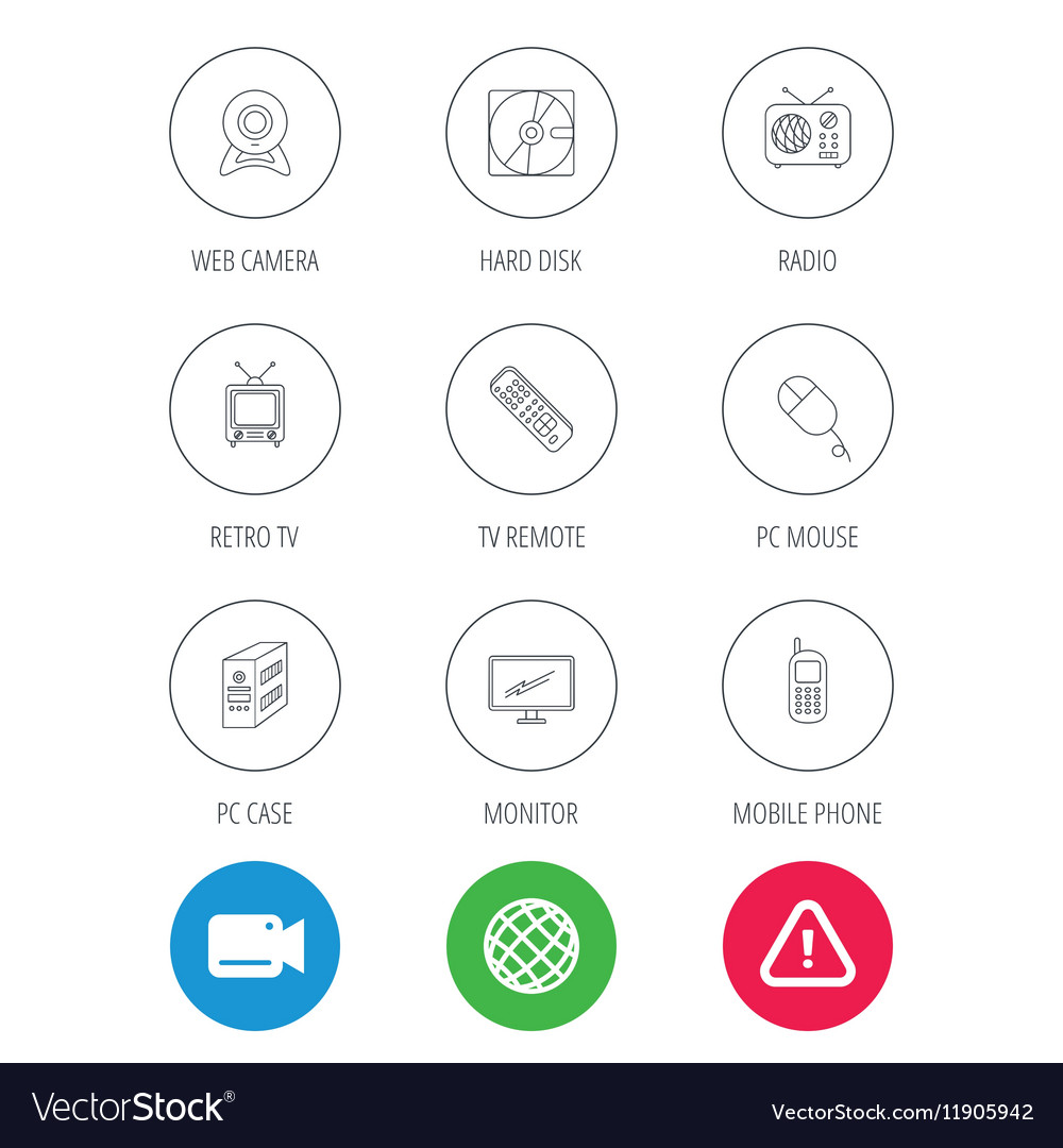 Web camera radio and mobile phone icons