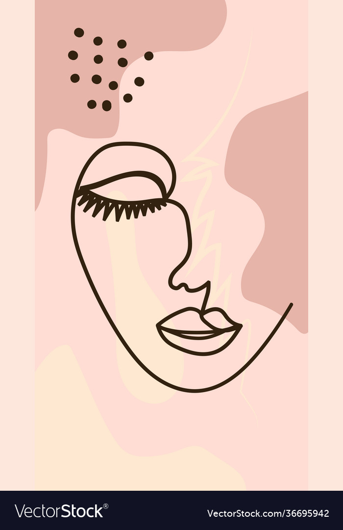 Womans face minimal line style abstract