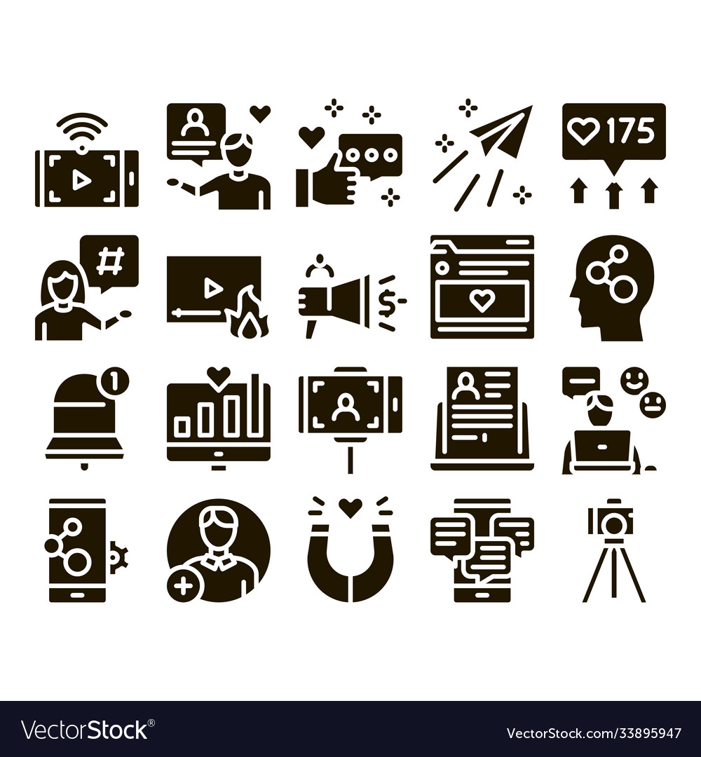 Blogger internet social channel icons set