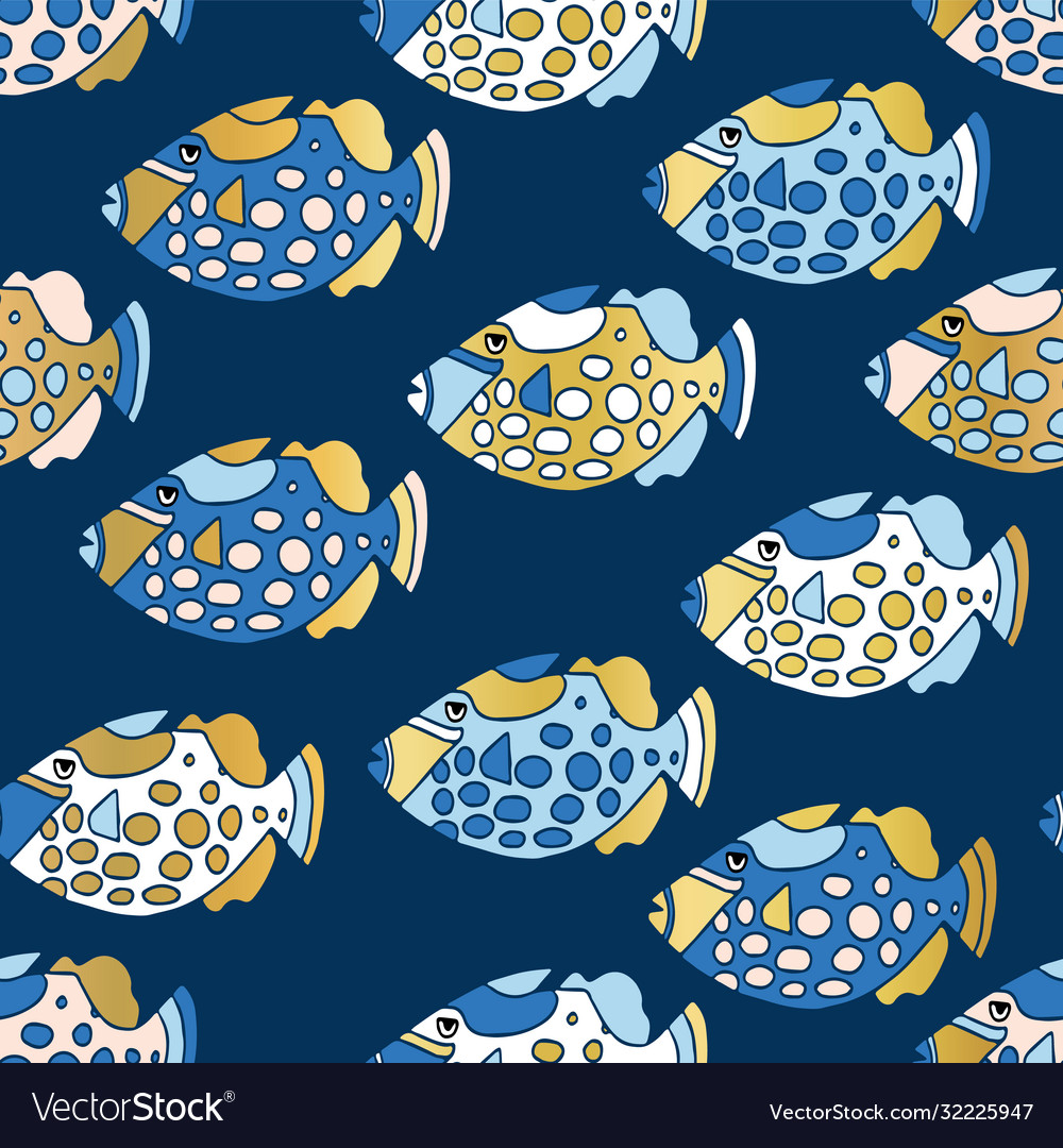 Colorful Clown Trigger Fish Pattern