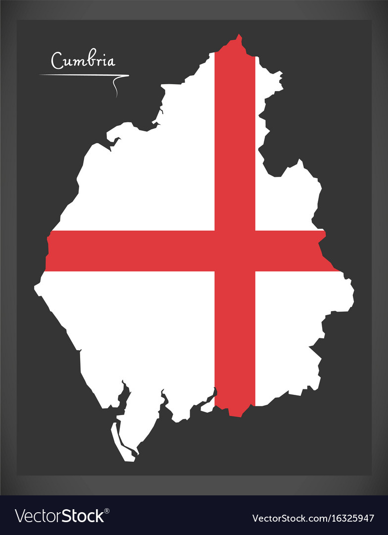 Cumbria map england uk with english national flag