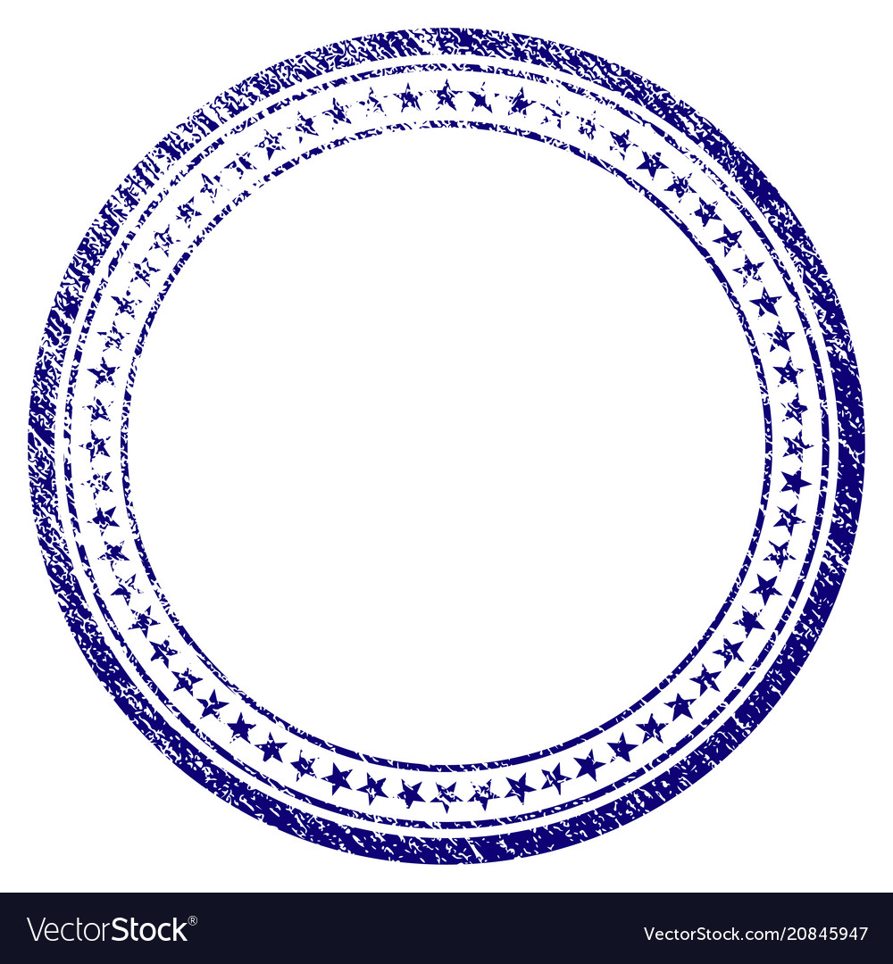 Grunge textured double circular star frame vector image Grunge textured double circular star frame