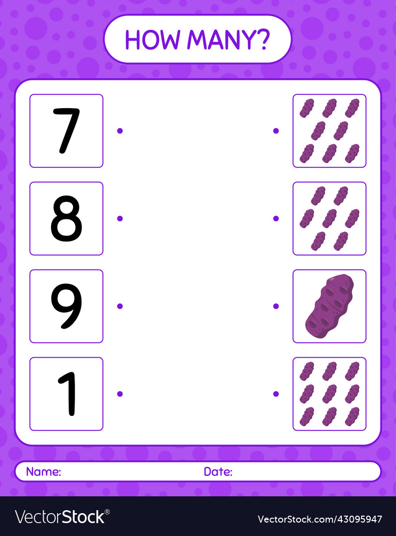 How many counting game with purple taewa vector image How many counting game with purple taewa