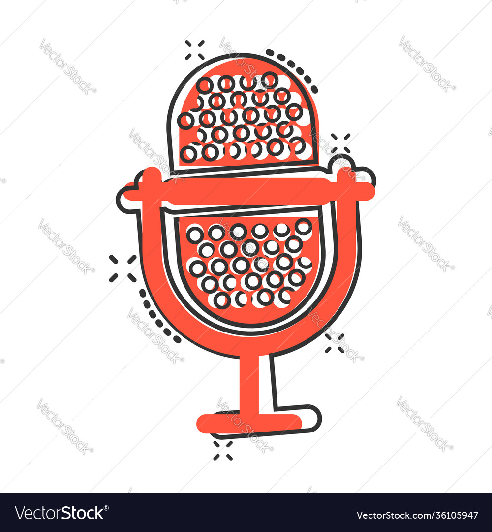 Microphone icon in comic style studio mike