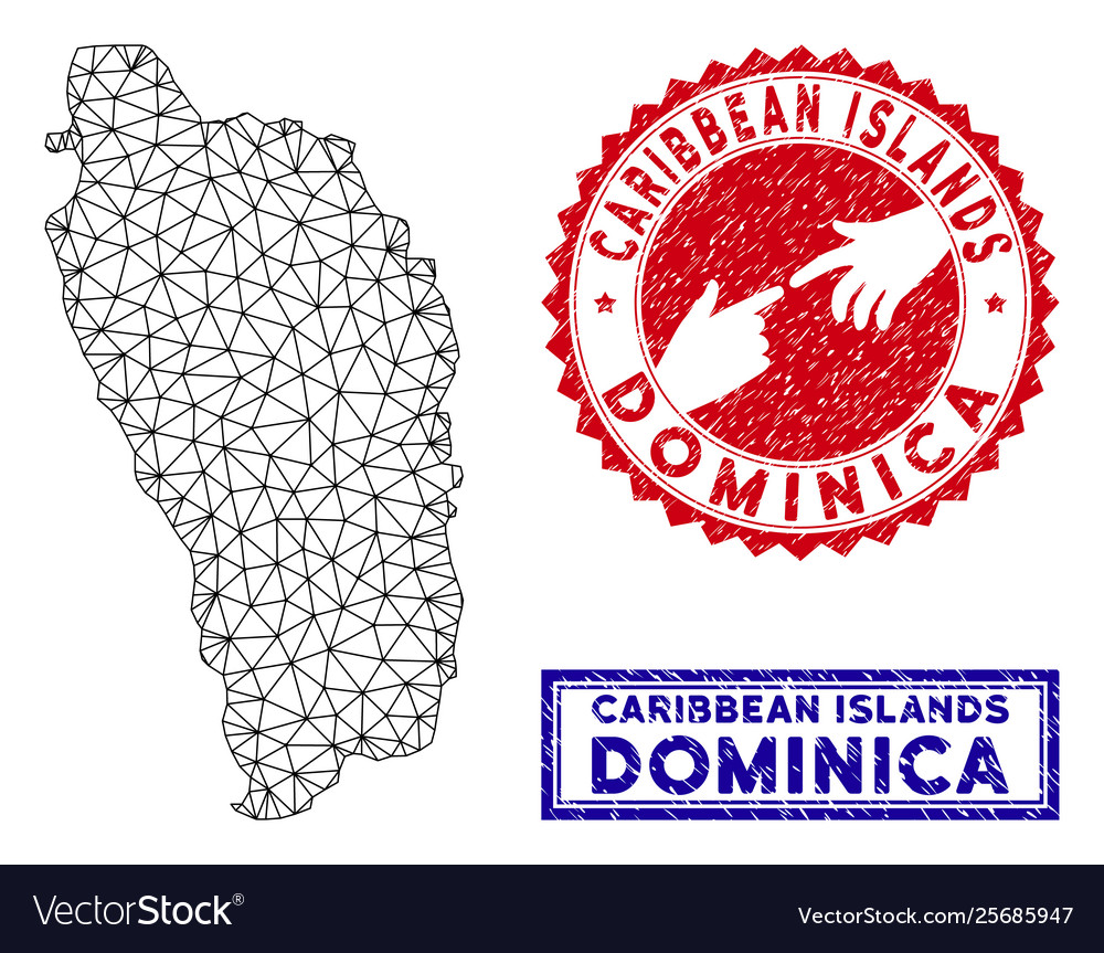 Polygon Drahtrahmen Dominica Inselkarte