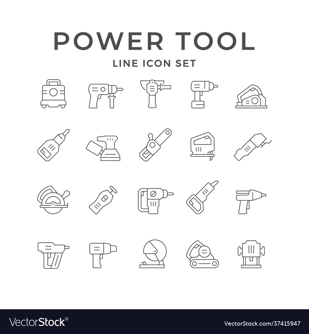 Set line icons power tool vector image Set line icons power tool
