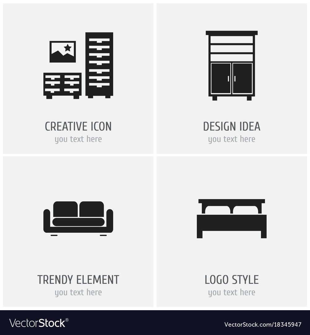 Set of 4 editable furniture icons includes