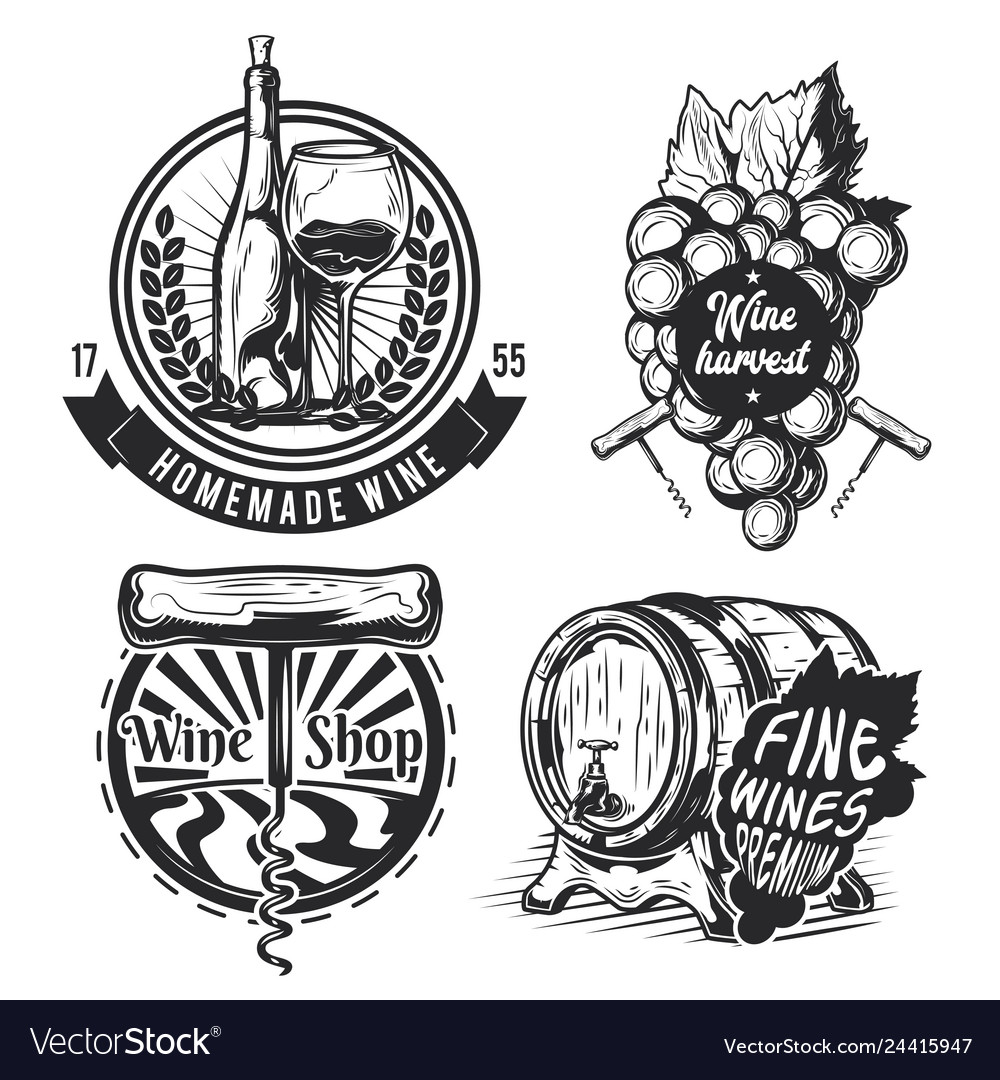 Set of winemaking elements Royalty Free Vector Image