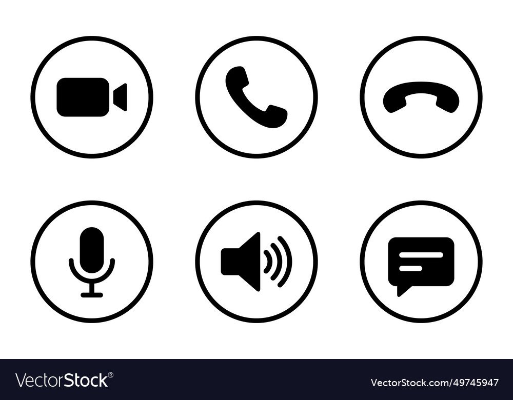 Video call ui icon set vector image Video call ui icon set