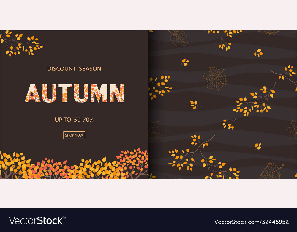 Autumn or fall background with seamless pattern vector image Autumn or fall background with seamless pattern