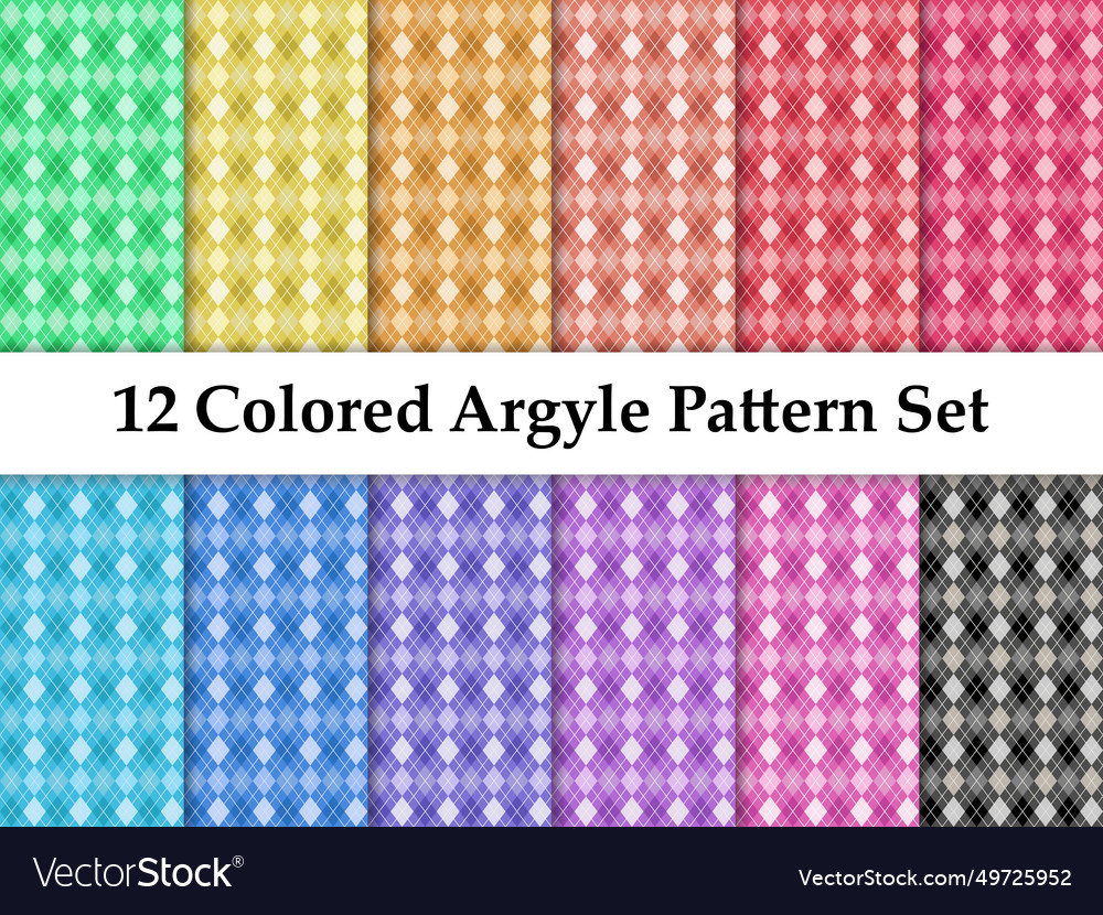 Colored stylish seamless argyle pattern set