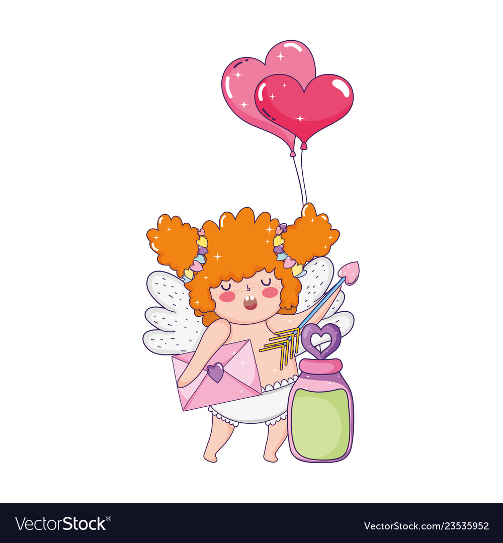 Cute cupid chubby girl with mason jar