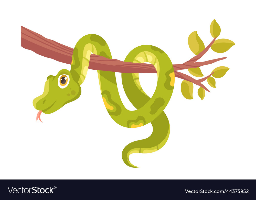 Cute Snake On Branch Royalty Free Vector Image