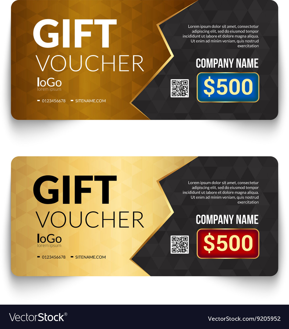 Gift Voucher template with Golden pattern design Vector Image