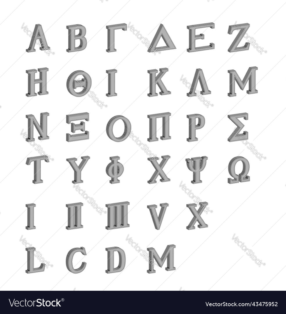 Greek alphabet in 3d