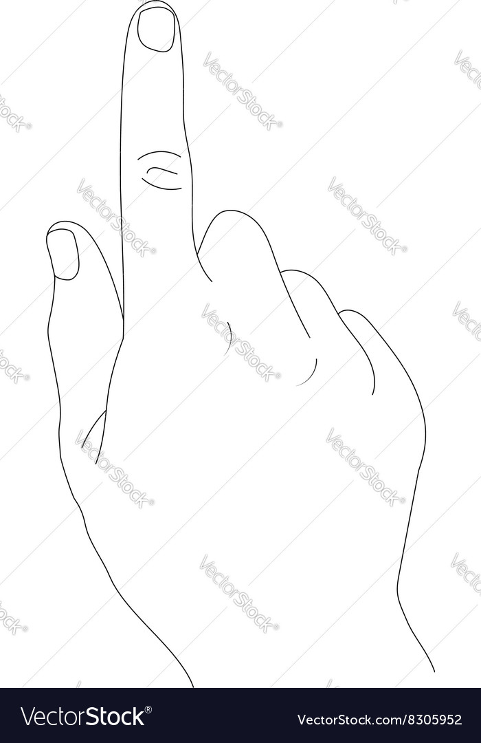 Hand with index finger on a white background