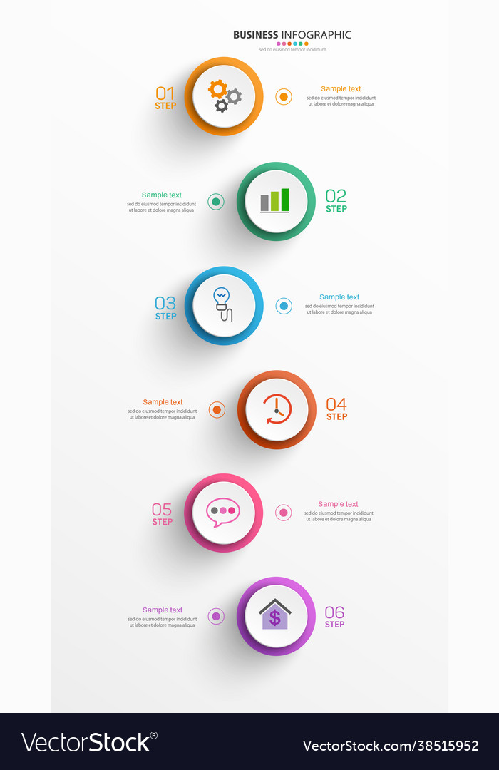 Infografische Vorlage mit 6 Schritten für Unternehmen