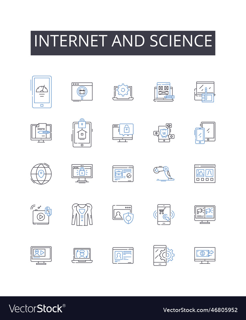 Internet and science line icons collection vector image Internet and science line icons collection