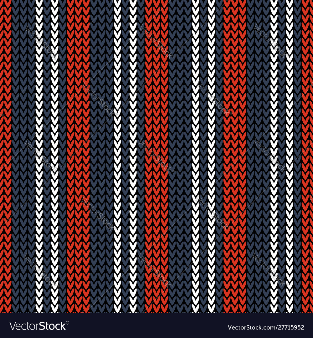 Knitted pattern in blue red and white