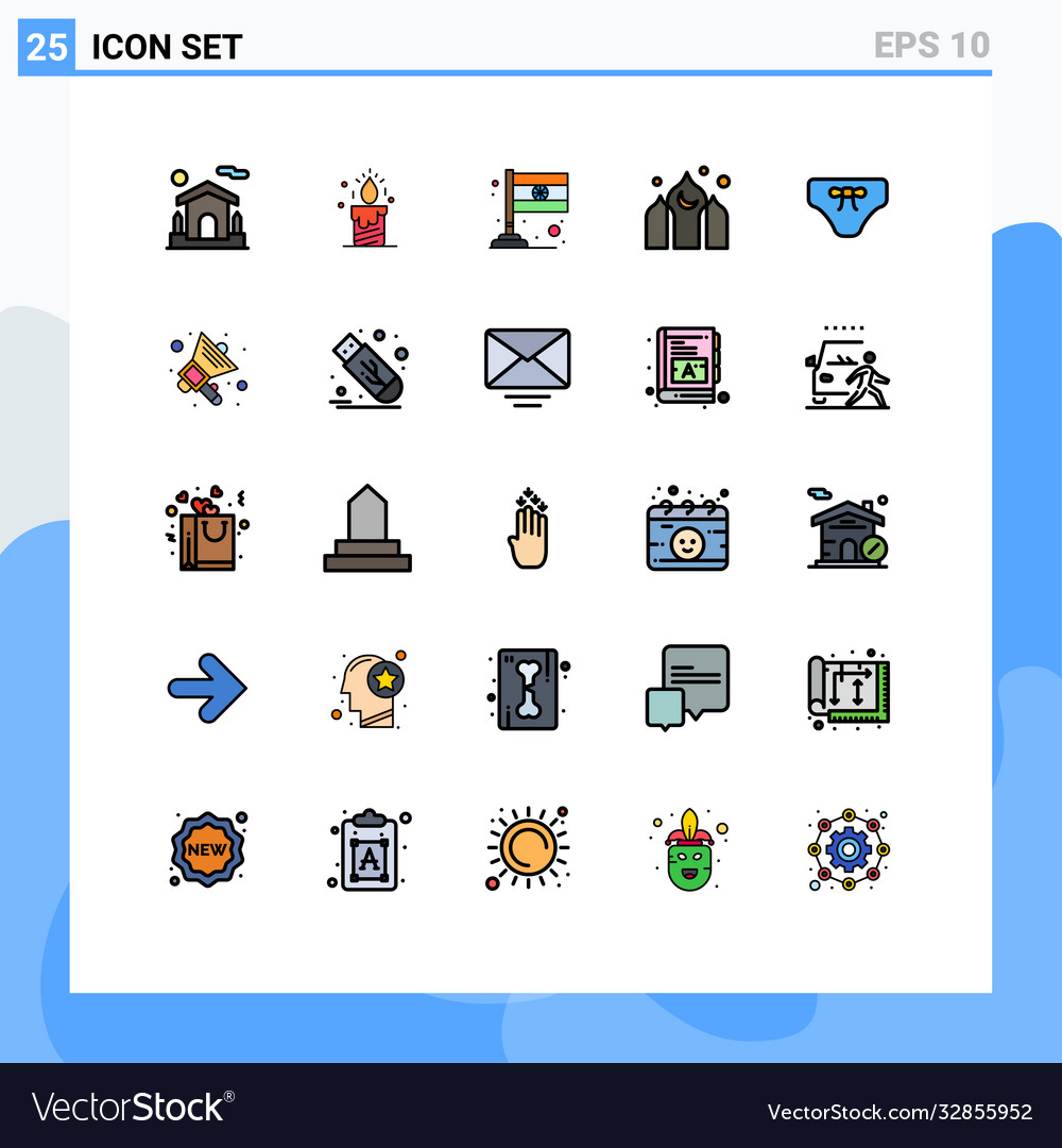 Mobile interface filled line flat color set 25