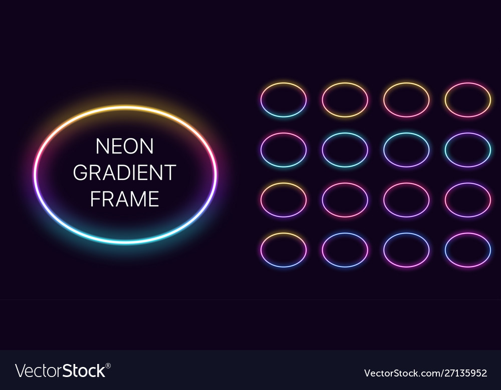 Neon gradient oval frame with copy space vector image Neon gradient oval frame with copy space
