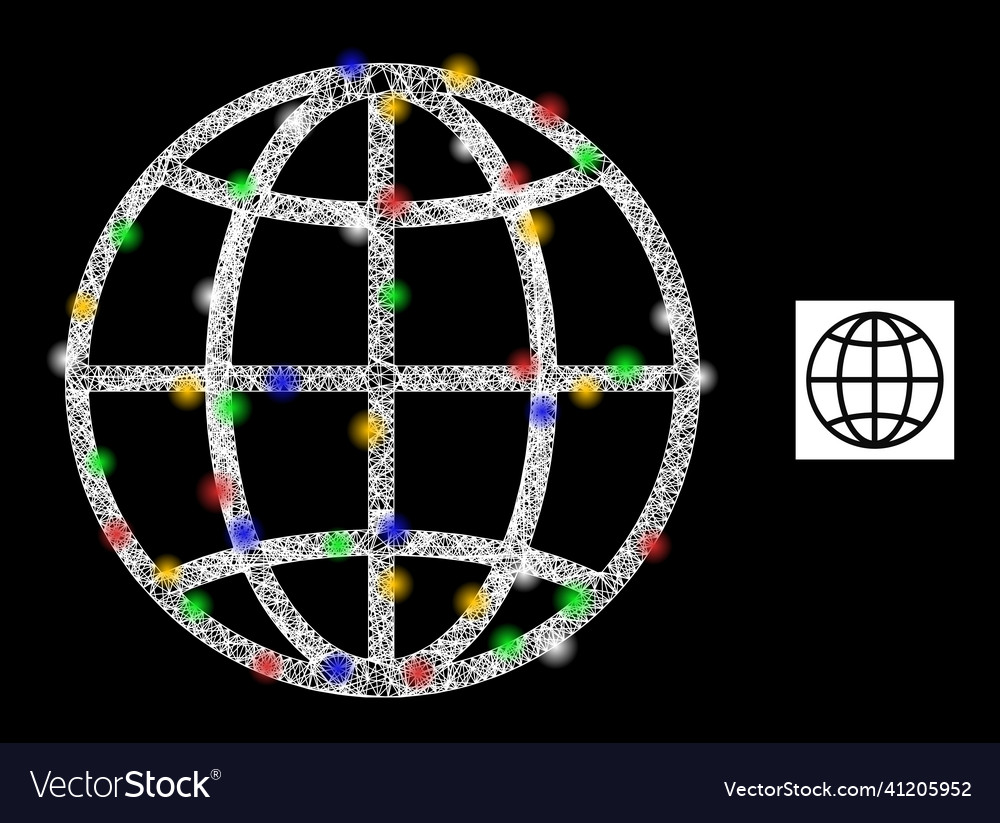 Net web mesh globe icon with colorful glare spots Vector Image Net web mesh globe icon with colorful glare spots