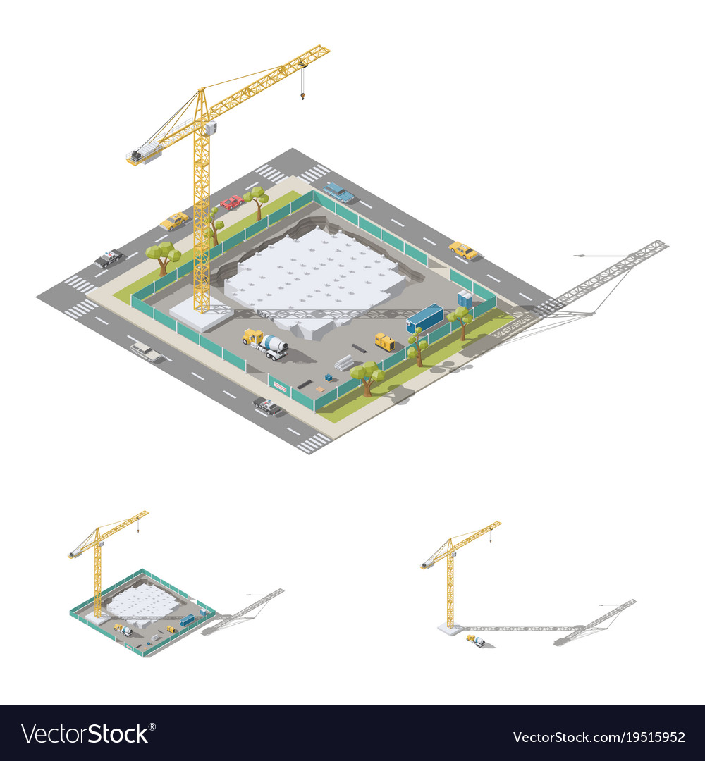 Pouring foundation a residential building Vector Image