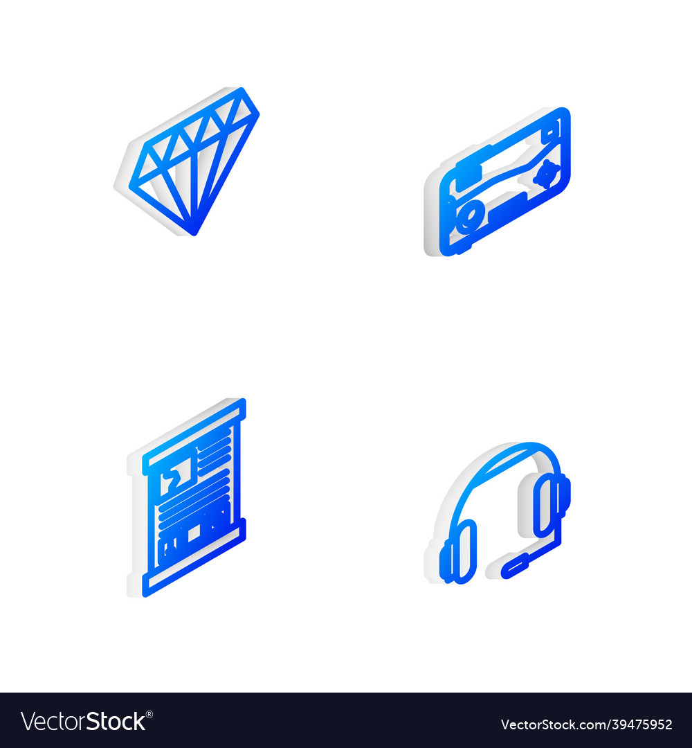 Set isometric line mobile and playing in game vector image Set isometric line mobile and playing in game