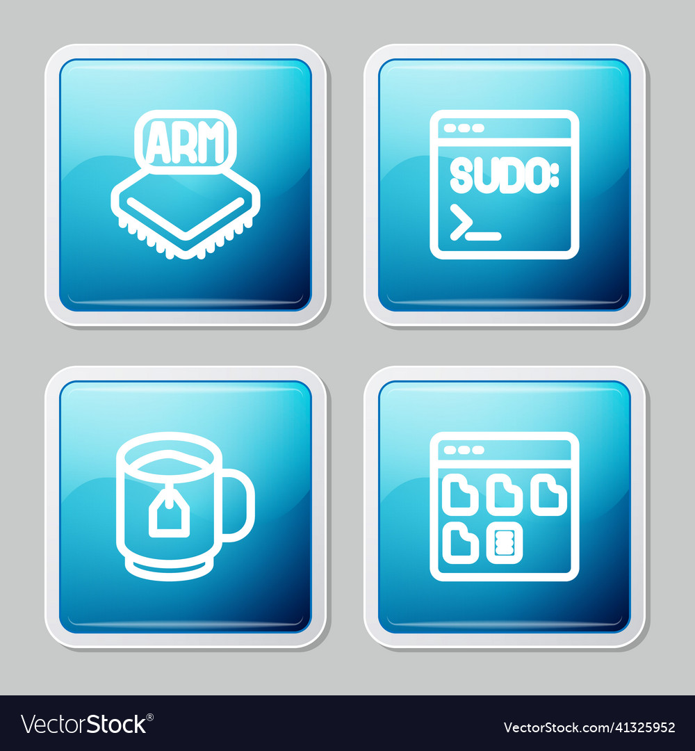Set line processor code terminal cup of tea vector image Set line processor code terminal cup of tea