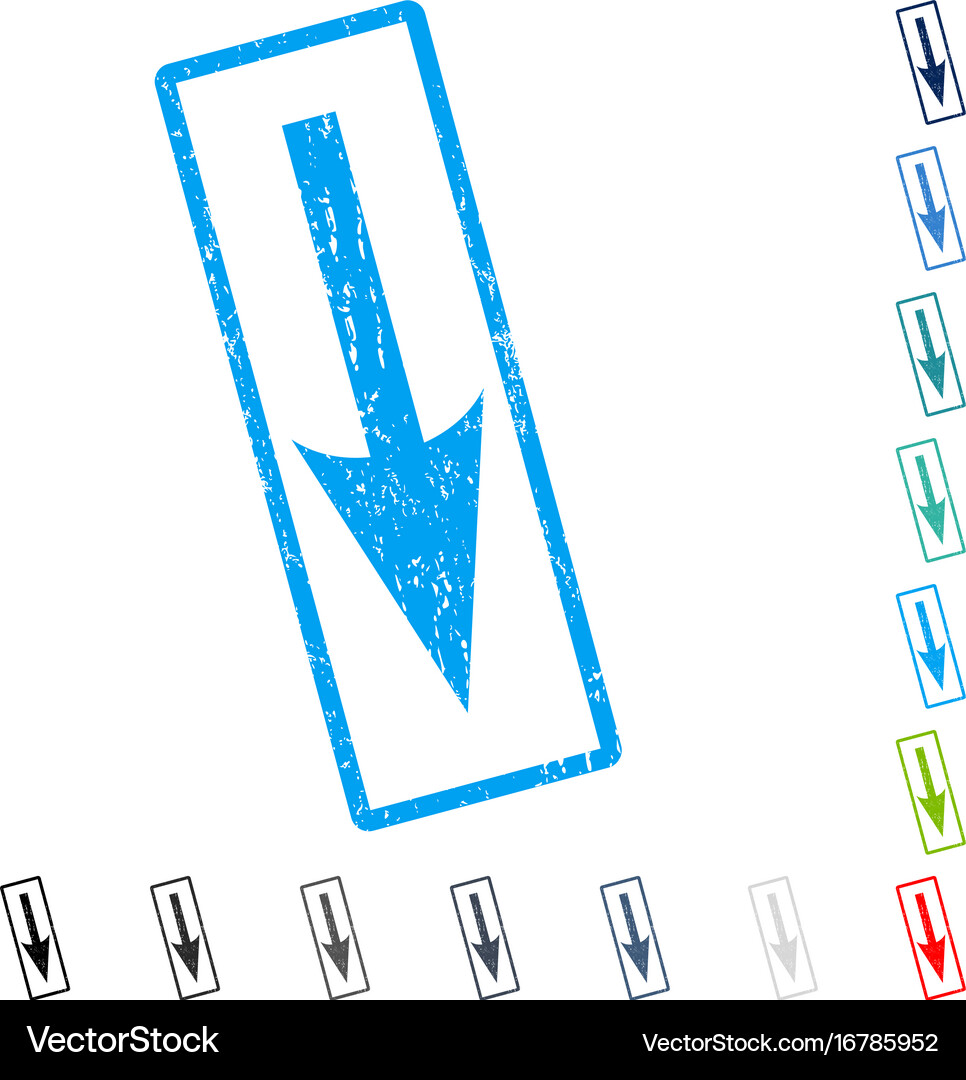 Sharp arrow down icon rubber watermark Royalty Free Vector