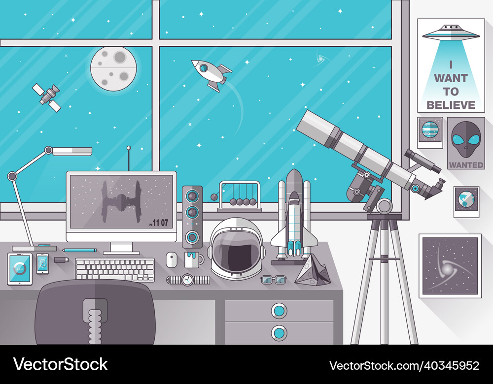 Space lover flat design Royalty Free Vector Image