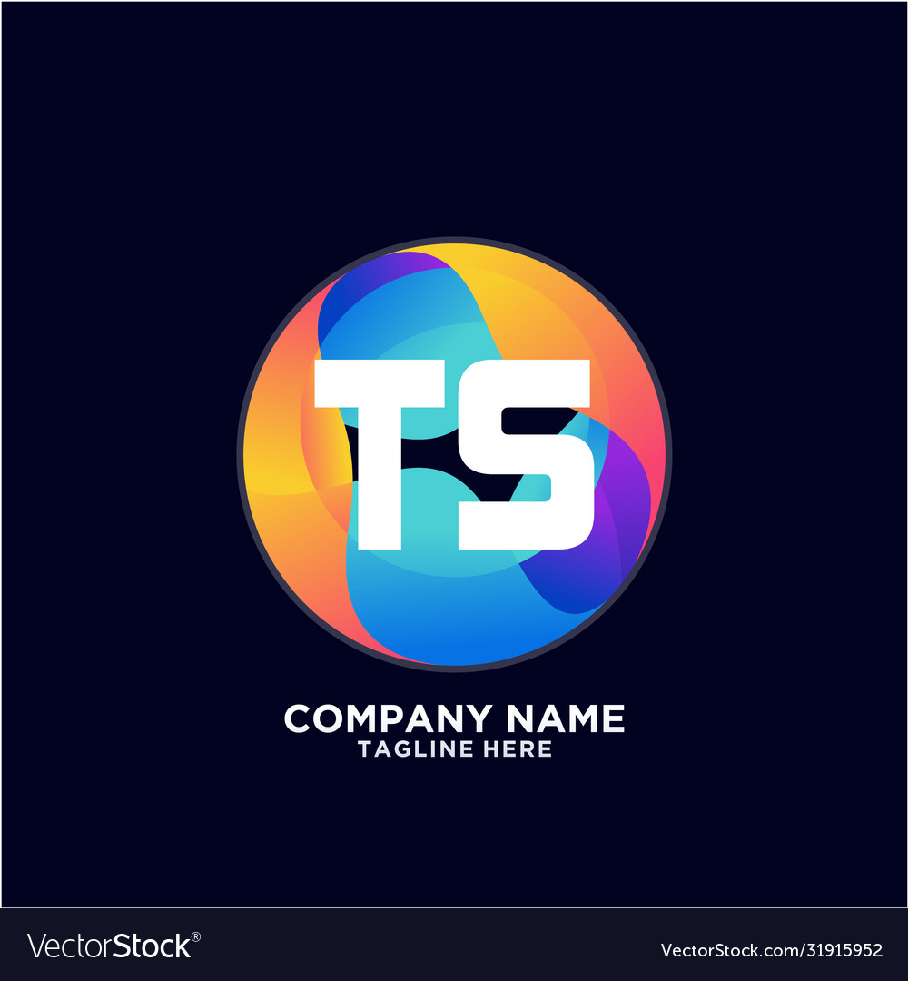 Ts initial logo with colorful circle template